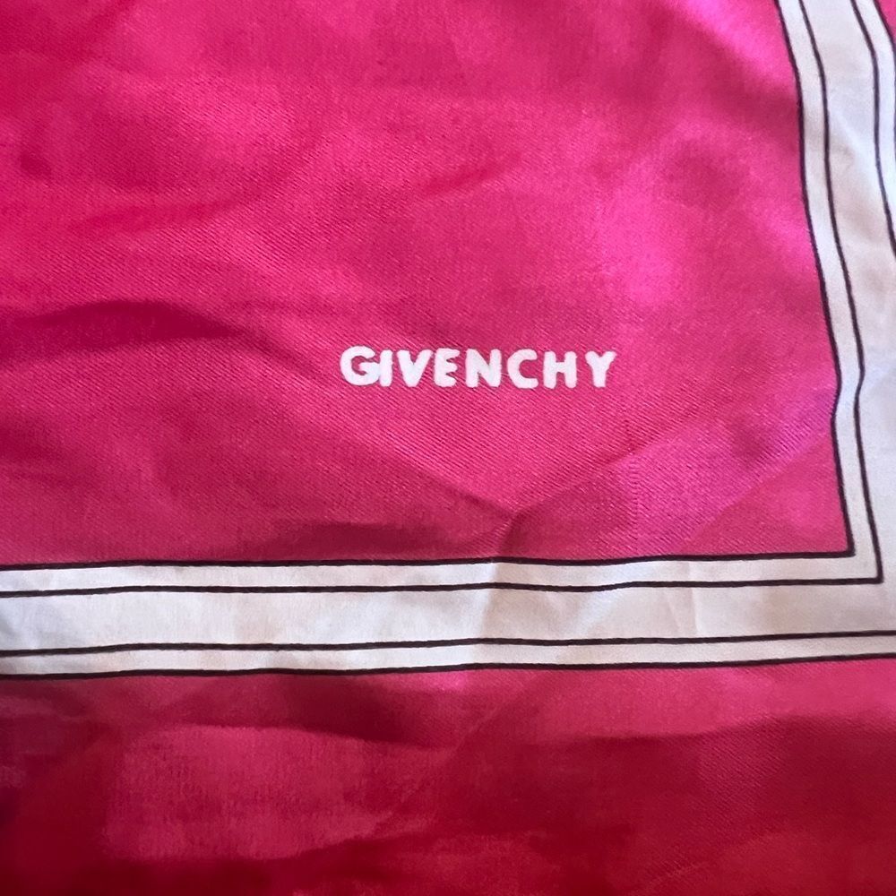 Givenchy Fuchsia Silk Scarf with White Trim - Picture 4 of 4